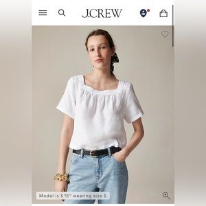 NWT NIP J.Crew Sailor square neck top in white linen Sz M